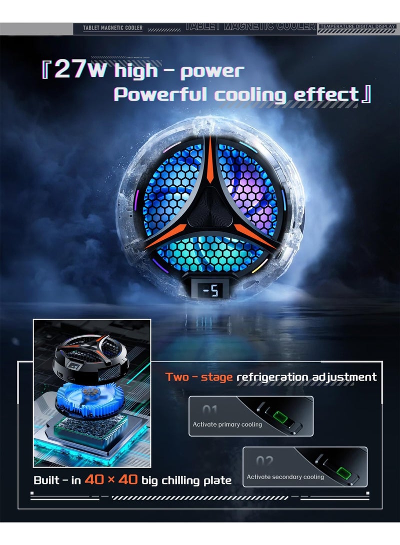 مبرد iPad، مبرد كمبيوتر لوحي مغناطيسي لأجهزة ipad/Surface pro/Samsung Tab، متوافق مع Steam Deck، مشعاع عالمي مع عرض درجة الحرارة لألعاب الهاتف المحمول، بث مباشر Tiktok - Image 4